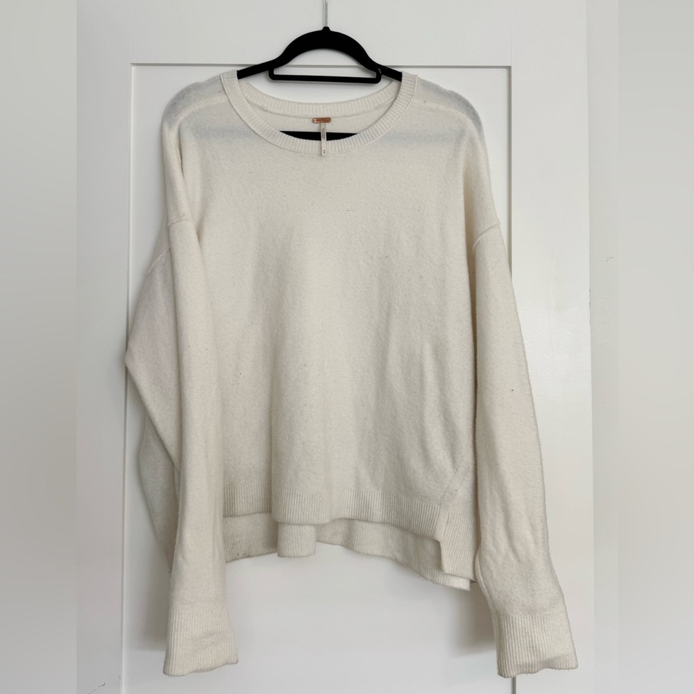 Free People Soft White Crew Neck Sweater